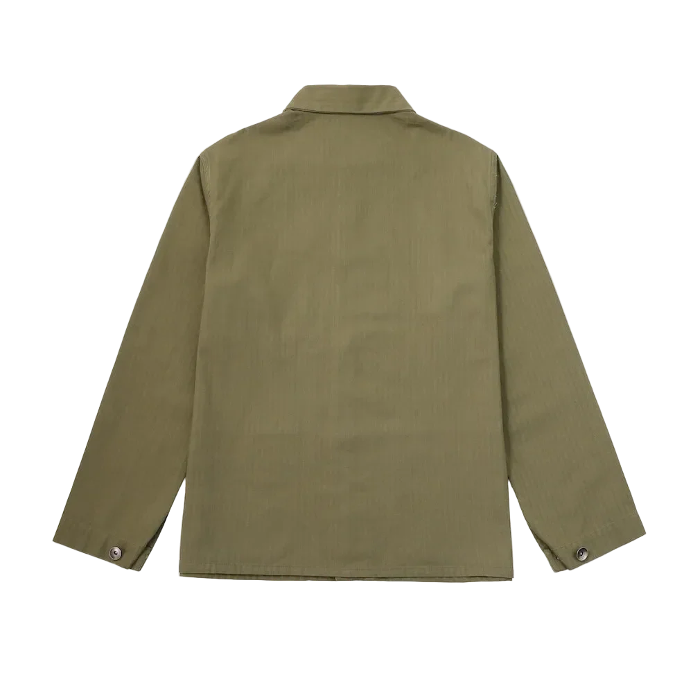 Back view of the P41 Herringbone Utility Jacket on black