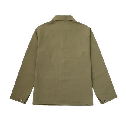 Back view of the P41 Herringbone Utility Jacket on black