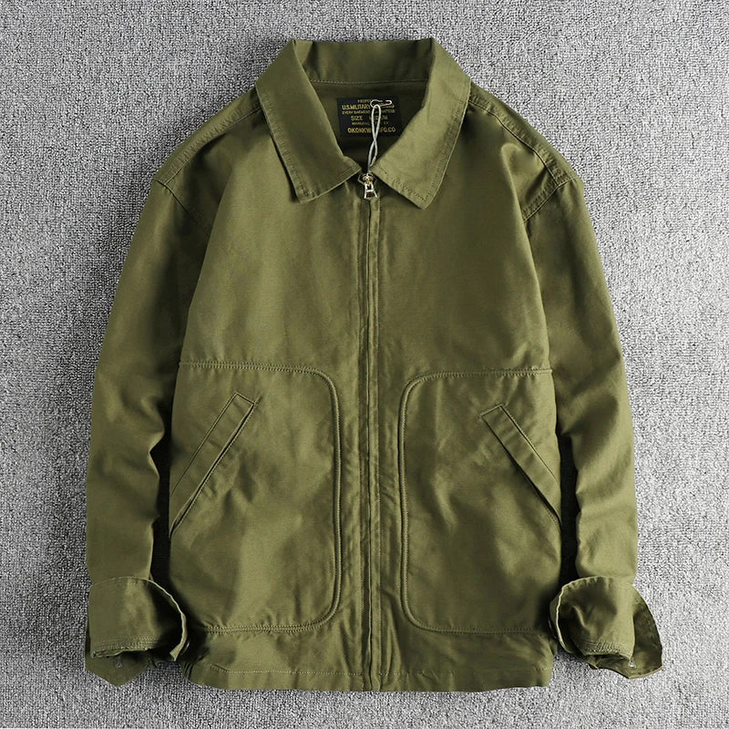 Frontier Field Jacket in Army Green, laid flat