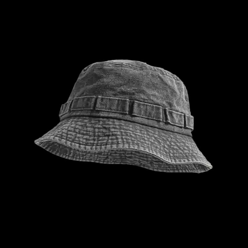 Lookout Washed Cotton Bucket Hat in Charcoal